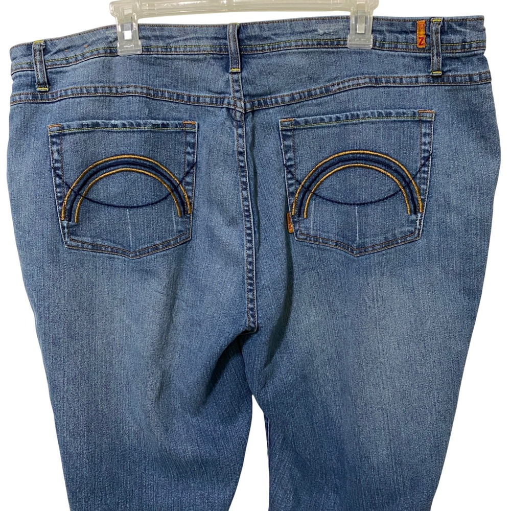 Vtg 90s Y2K Zana Di Womens‎ Jeans Embroidered Pockets Wide Leg Boho Hippie Faded